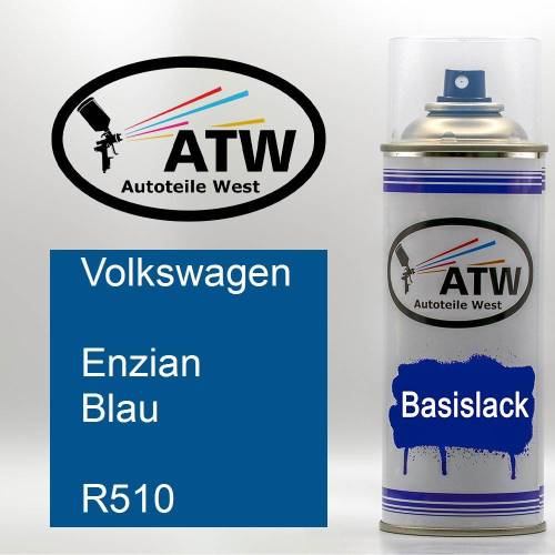 Volkswagen, Enzian Blau, R510: 400ml Sprühdose, von ATW Autoteile West.